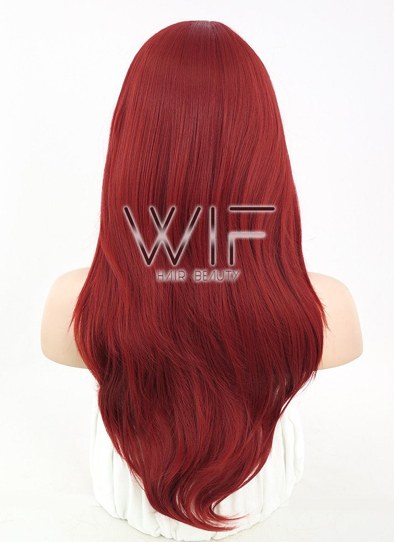 24" Straight Red Synthetic Wig PL377