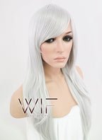 24" Straight Silver Grey Synthetic Wig PL379