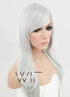 24" Straight Silver Grey Synthetic Wig PL379