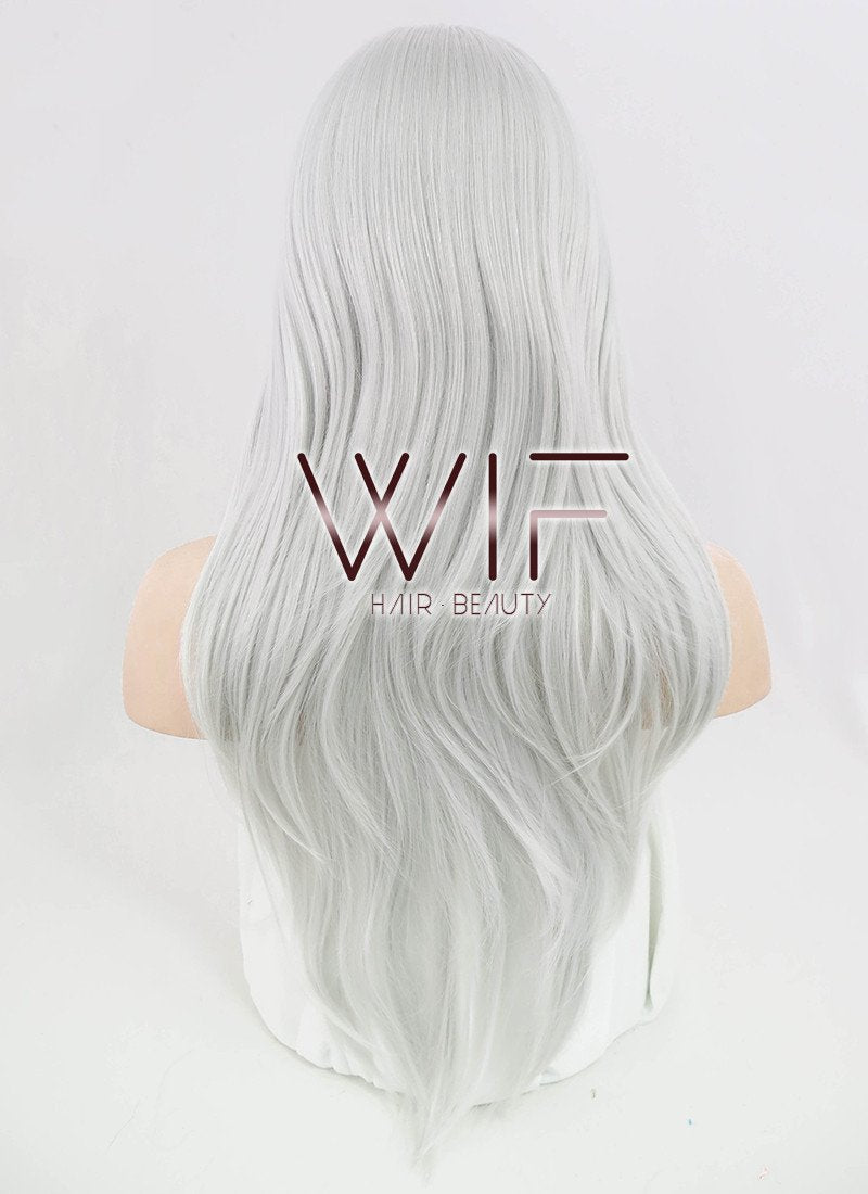 24" Straight Silver Grey Synthetic Wig PL379
