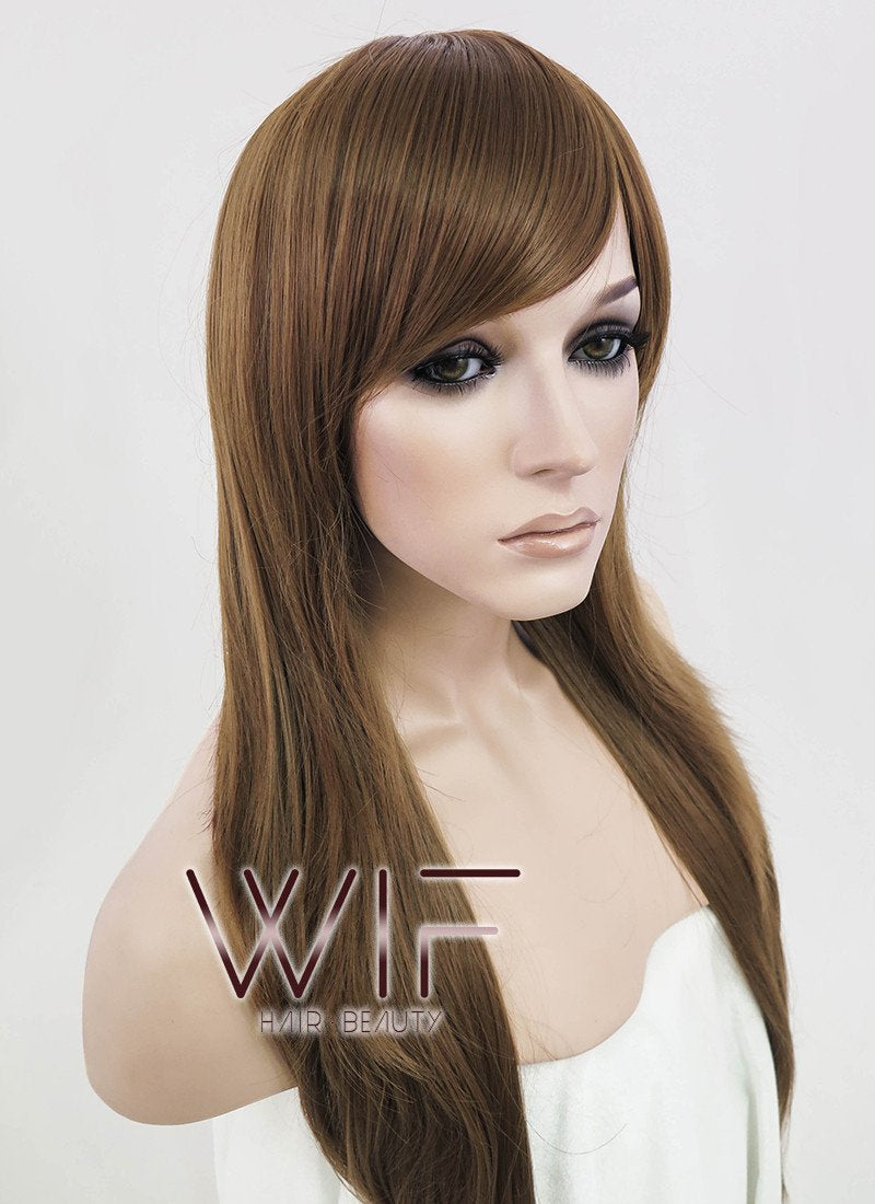 24" Straight Brown Synthetic Wig PL381