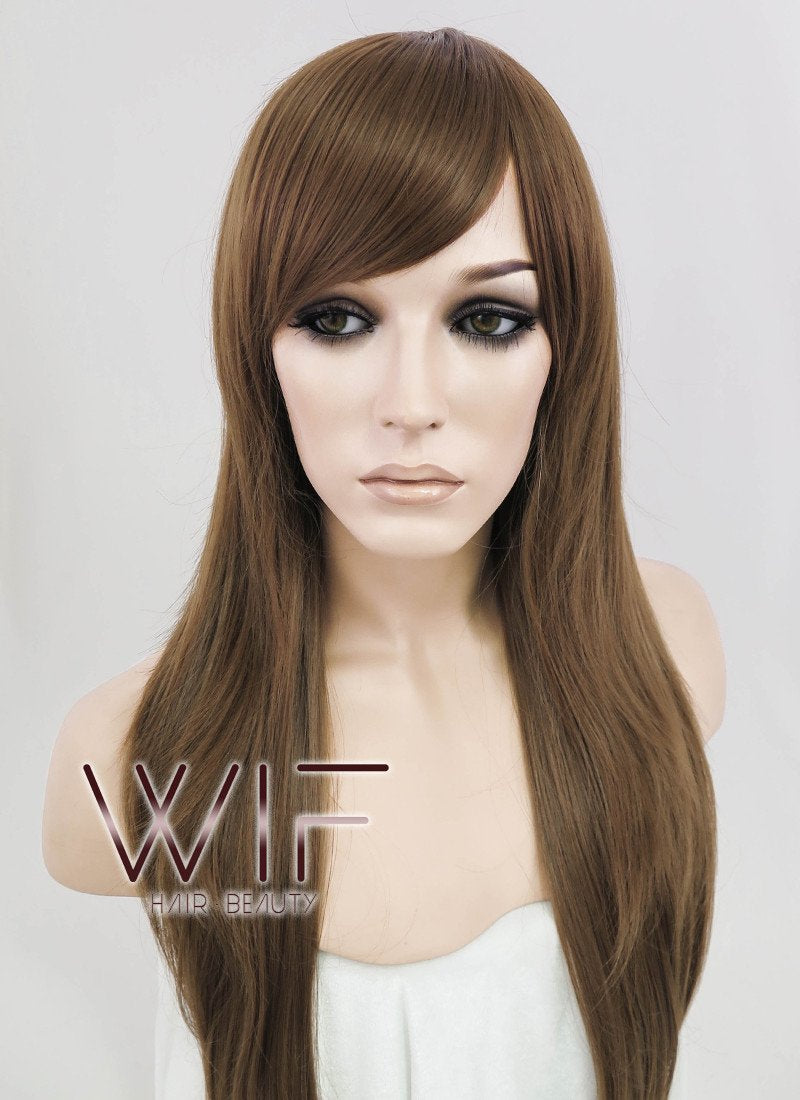 24" Straight Brown Synthetic Wig PL381