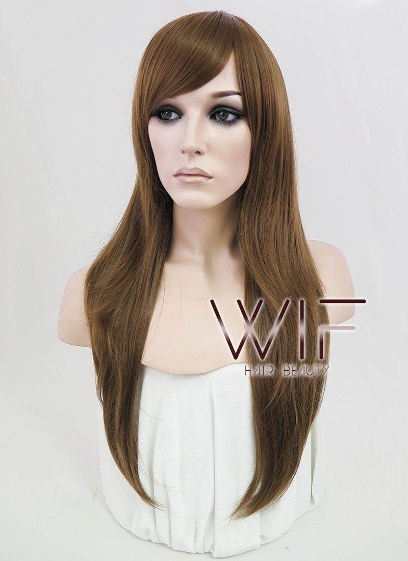 24" Straight Brown Synthetic Wig PL381