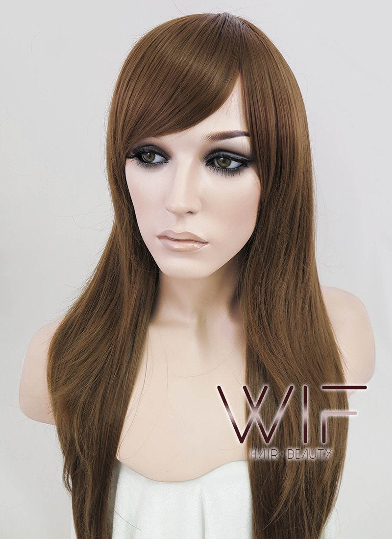 24" Straight Brown Synthetic Wig PL381