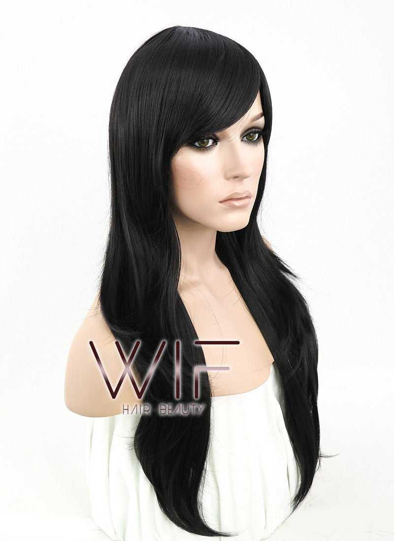 24" Straight Black Synthetic Wig PL382
