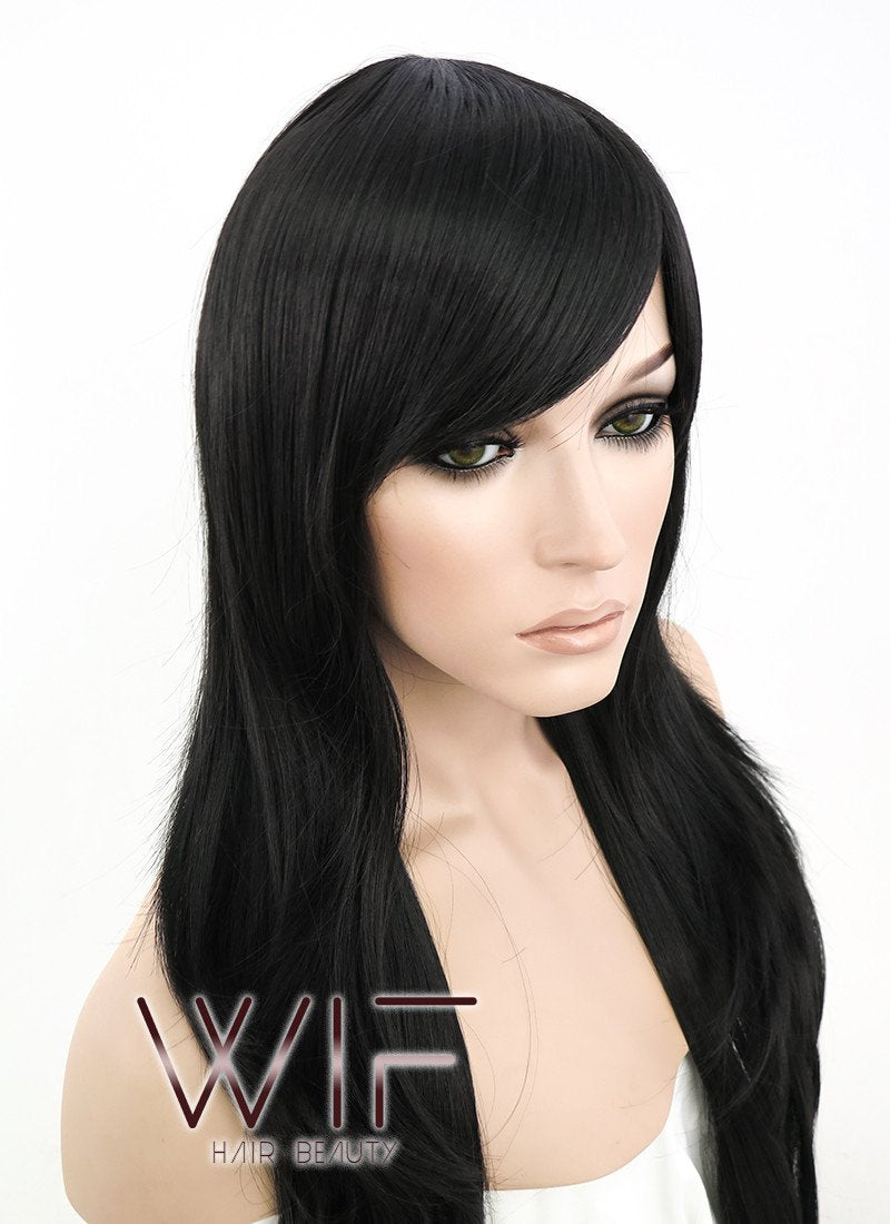 24" Straight Black Synthetic Wig PL382