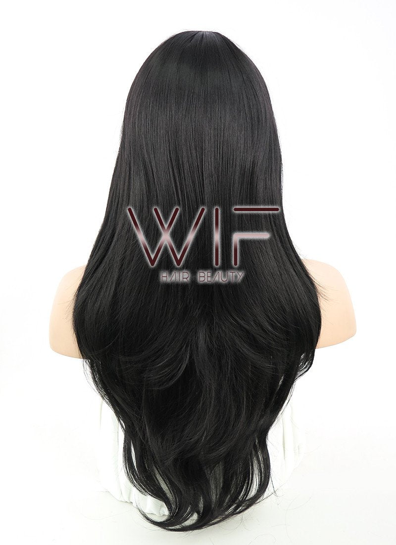 24" Straight Black Synthetic Wig PL382