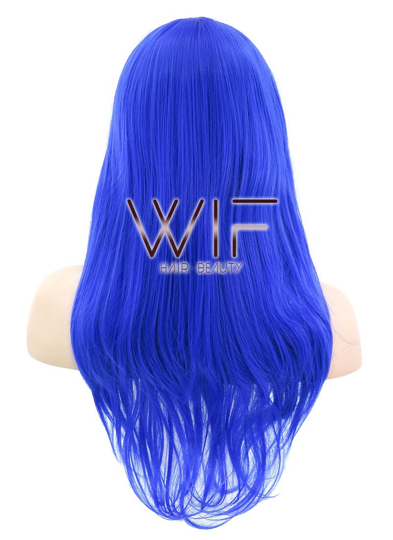 24" Long Wavy Blue Fashion Synthetic Hair Wig PL383