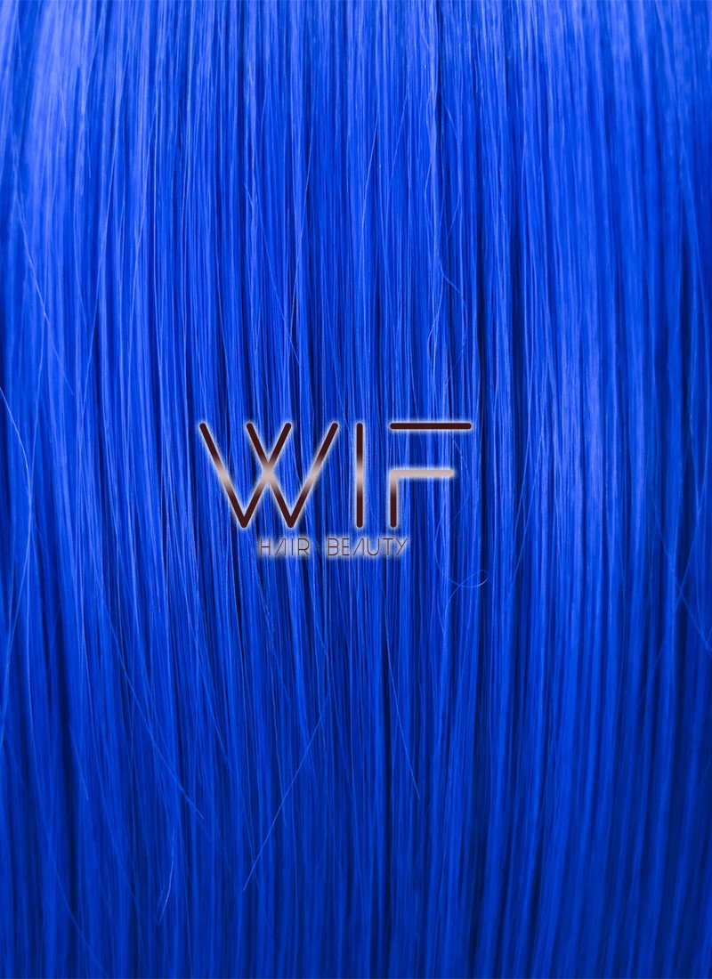 24" Long Wavy Blue Fashion Synthetic Hair Wig PL383