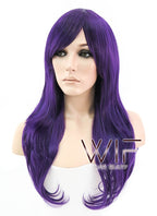 24" Long Wavy Dark Purple Fashion Synthetic Hair Wig PL384