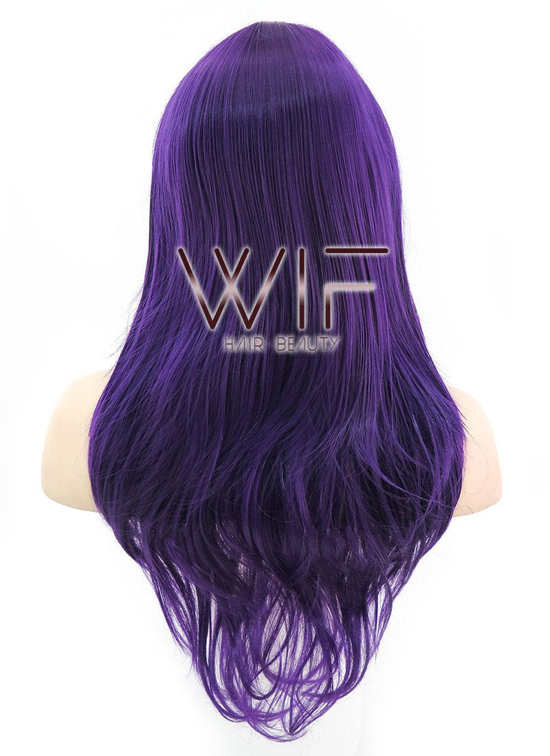 24" Long Wavy Dark Purple Fashion Synthetic Hair Wig PL384