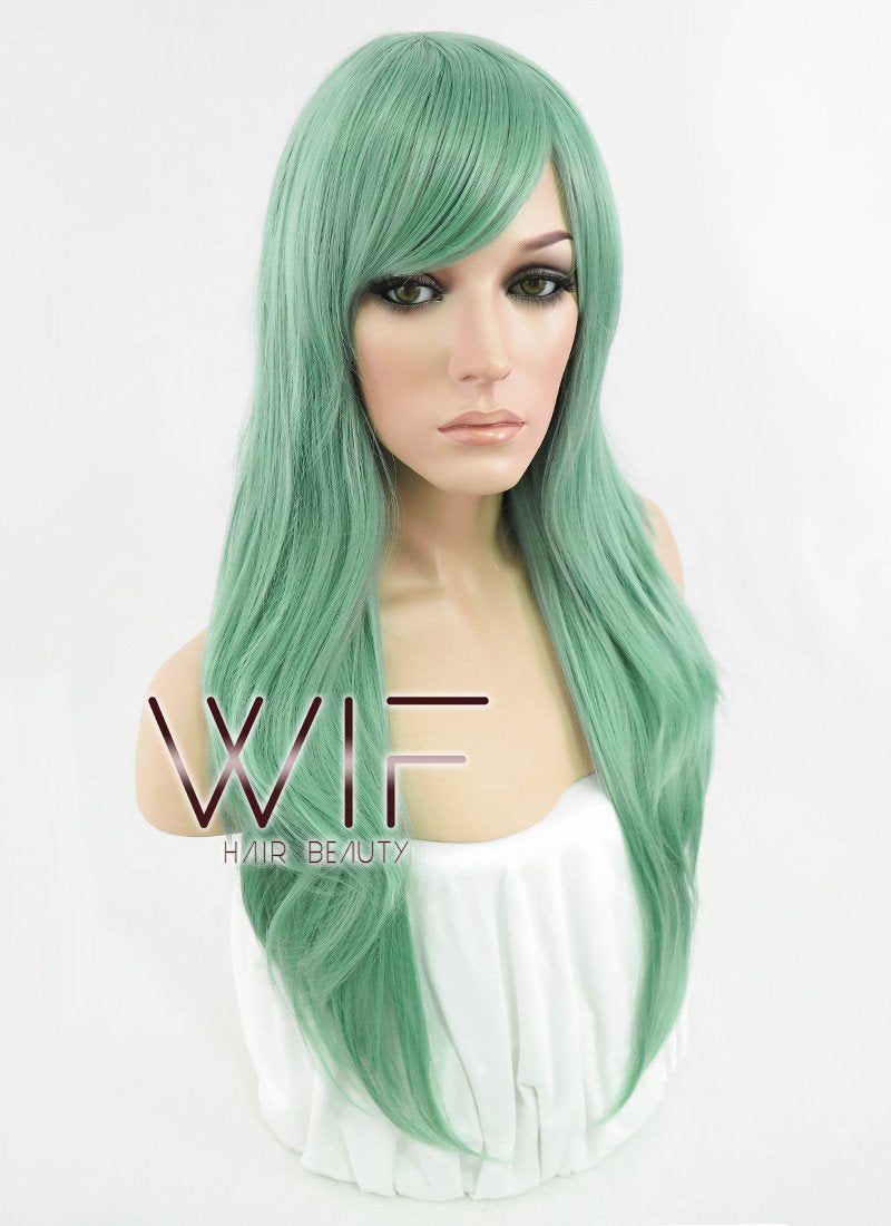24" Straight Ash Green Synthetic Wig PL385