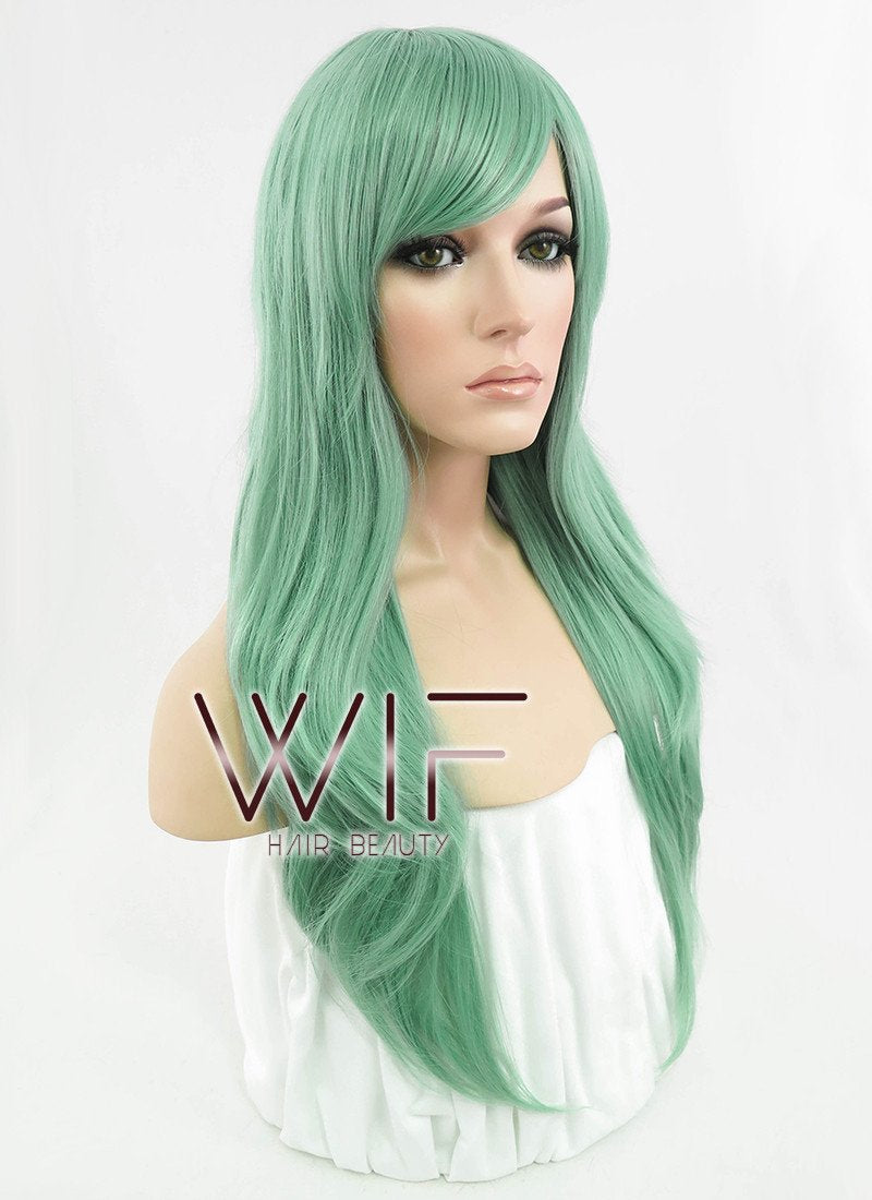 24" Straight Ash Green Synthetic Wig PL385