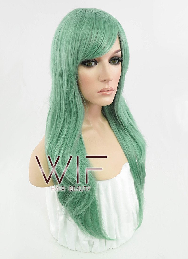 24" Straight Ash Green Synthetic Wig PL385