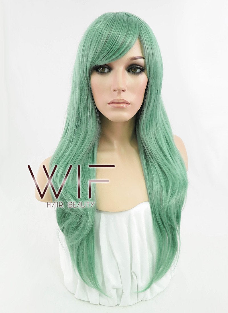 24" Straight Ash Green Synthetic Wig PL385