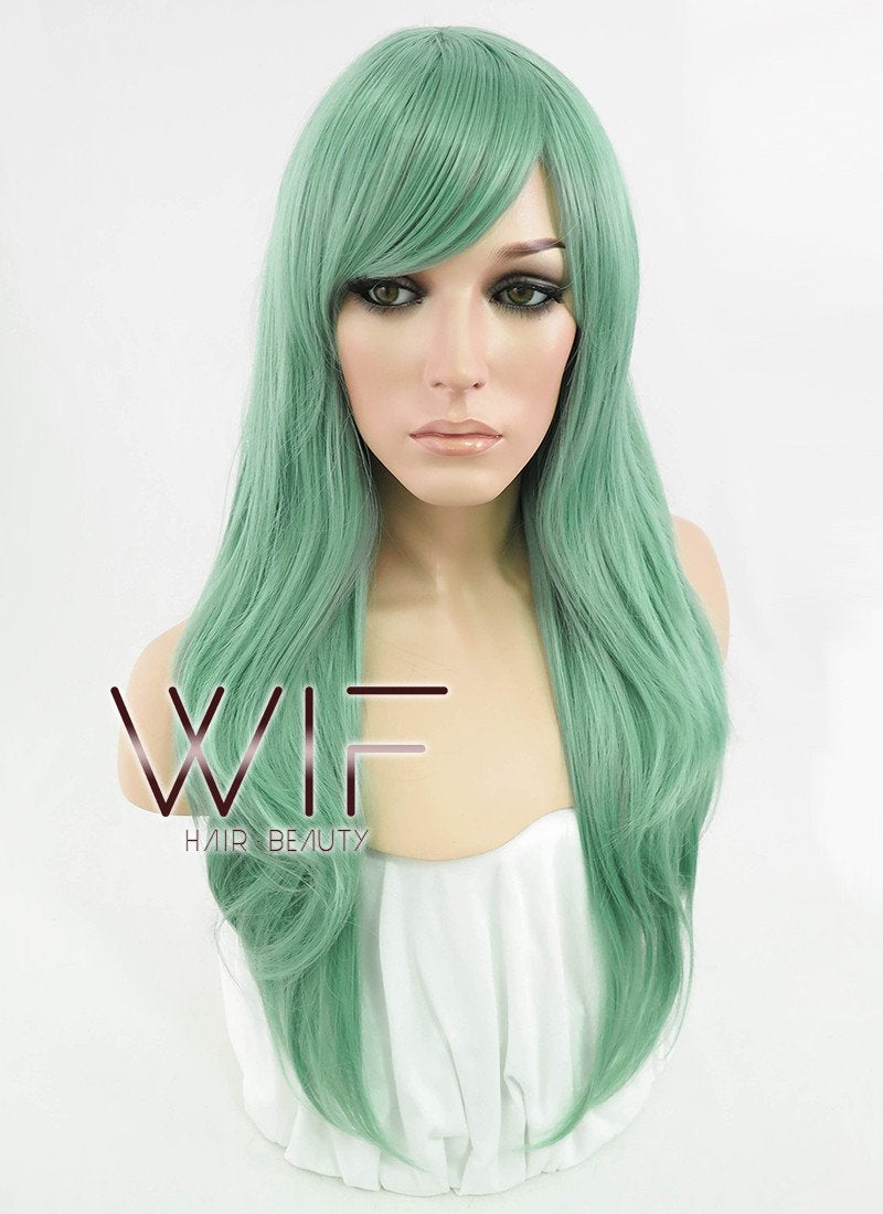 24" Straight Ash Green Synthetic Wig PL385