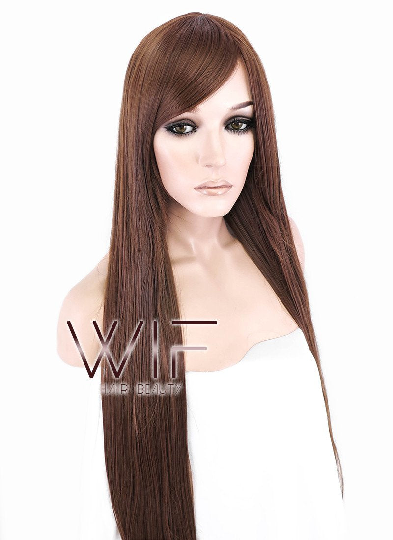 31" Straight Brown Synthetic Wig PL395