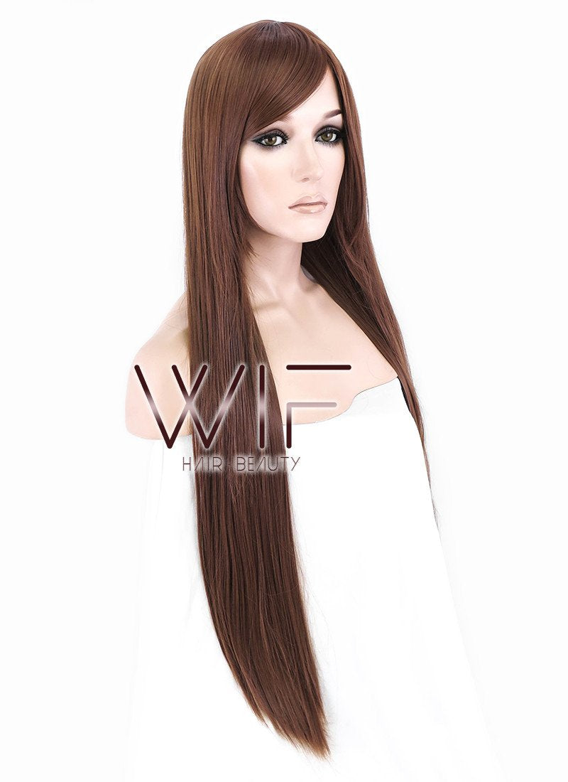 31" Straight Brown Synthetic Wig PL395