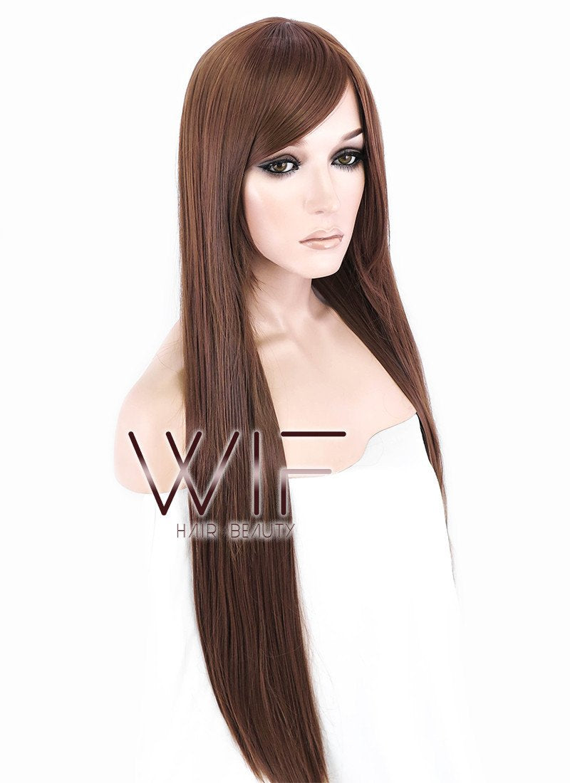 31" Straight Brown Synthetic Wig PL395