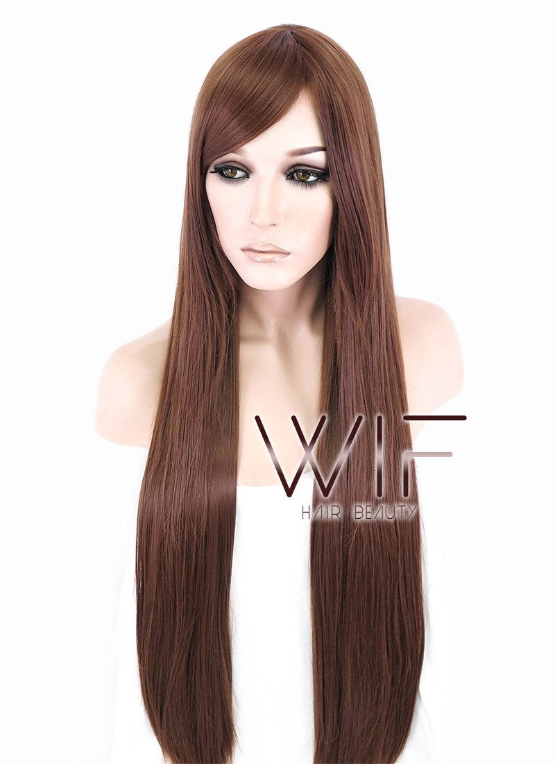 31" Straight Brown Synthetic Wig PL395
