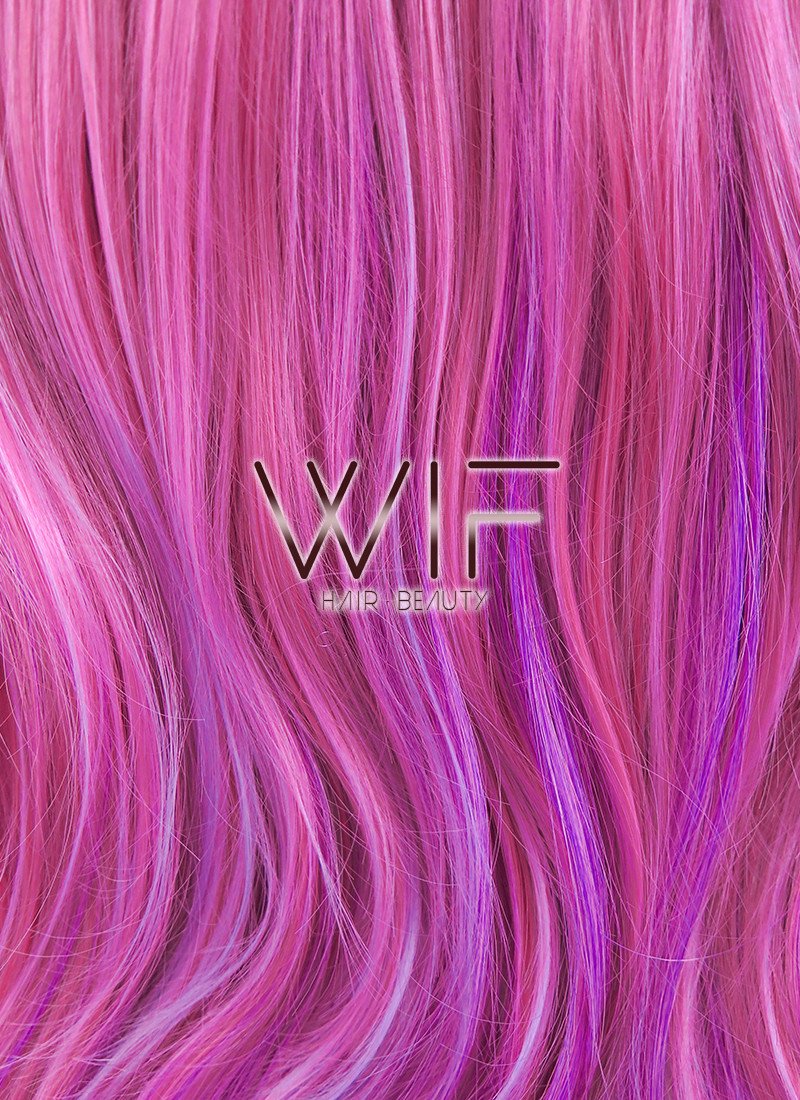 33" Wavy Purple Mixed Pink Synthetic Wig PL463