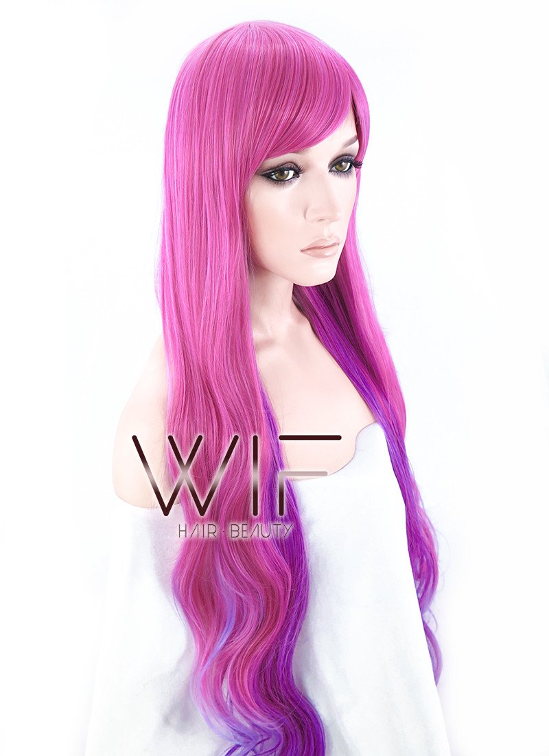 33" Wavy Purple Mixed Pink Synthetic Wig PL463