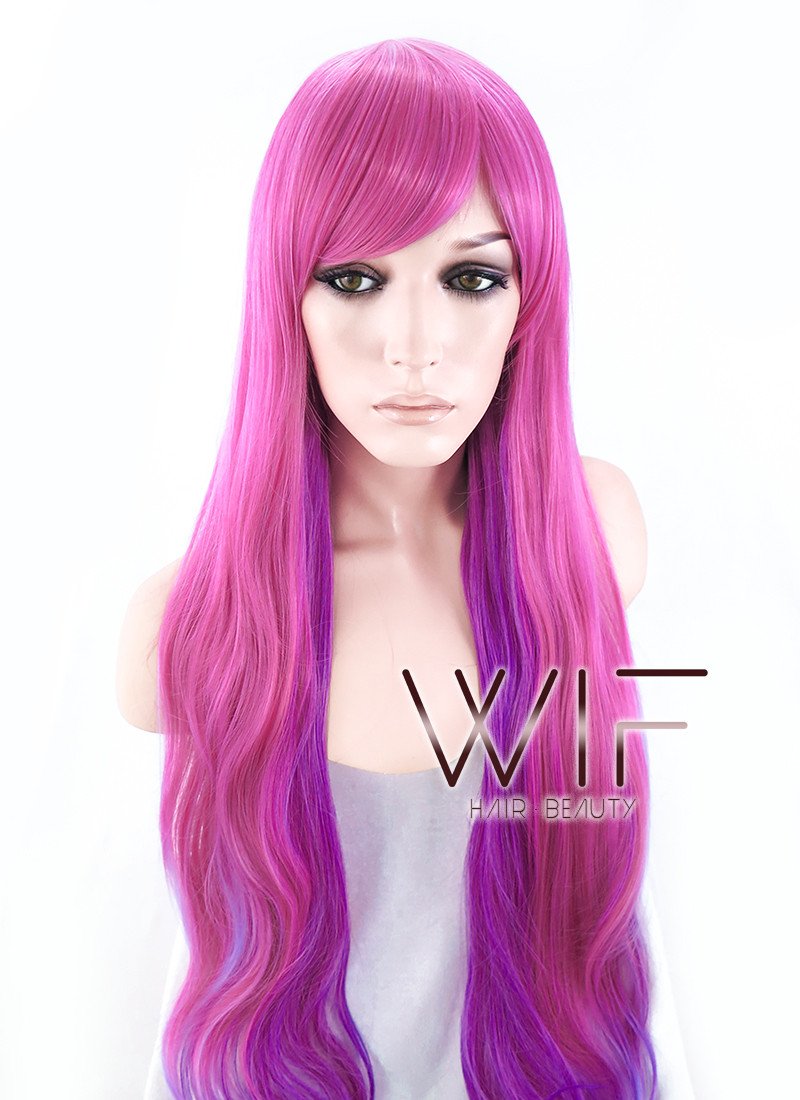 33" Wavy Purple Mixed Pink Synthetic Wig PL463