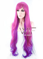 33" Wavy Purple Mixed Pink Synthetic Wig PL463