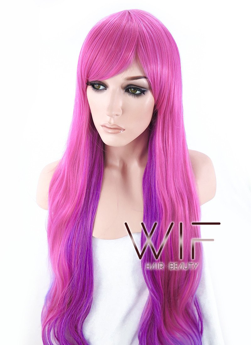 33" Wavy Purple Mixed Pink Synthetic Wig PL463