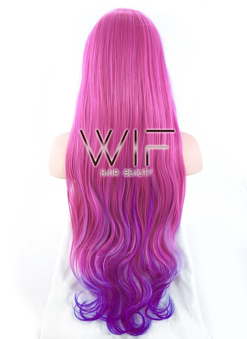 33" Wavy Purple Mixed Pink Synthetic Wig PL463