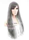 24" Wavy Mixed Grey Synthetic Wig PL467