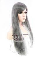 24" Wavy Mixed Grey Synthetic Wig PL467