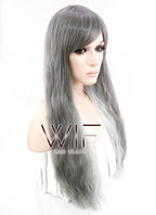 24" Wavy Mixed Grey Synthetic Wig PL467