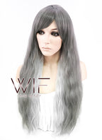 24" Wavy Mixed Grey Synthetic Wig PL467