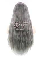 24" Wavy Mixed Grey Synthetic Wig PL467