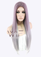 28" Straight Purple Grey Ombre Synthetic Wig PL473