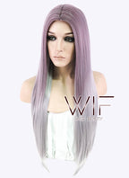28" Straight Purple Grey Ombre Synthetic Wig PL473