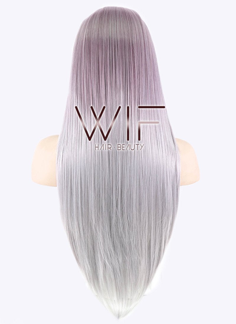 28" Straight Purple Grey Ombre Synthetic Wig PL473