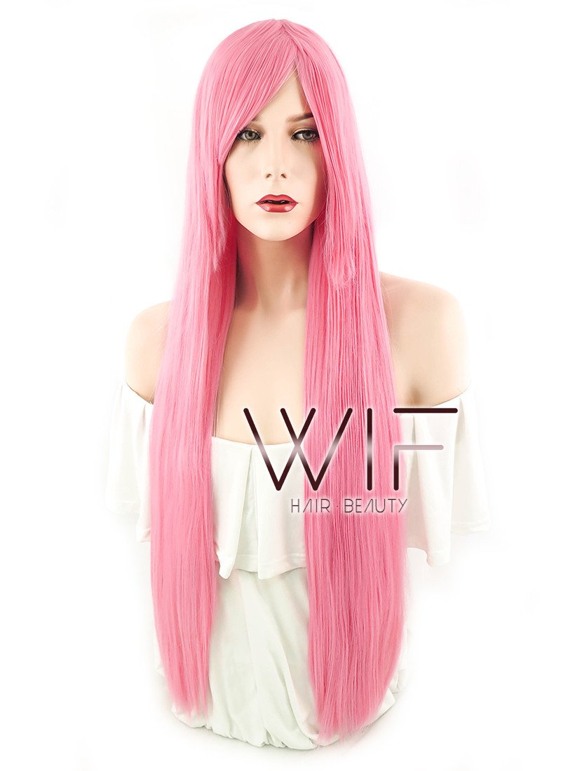31" Straight Pink Synthetic Wig PL008