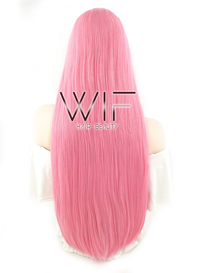 31" Straight Pink Synthetic Wig PL008