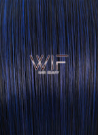 24" Straight Dark Blue Synthetic Wig PL018