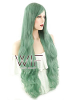 31" Wavy Green Synthetic Wig PL025