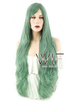 31" Wavy Green Synthetic Wig PL025