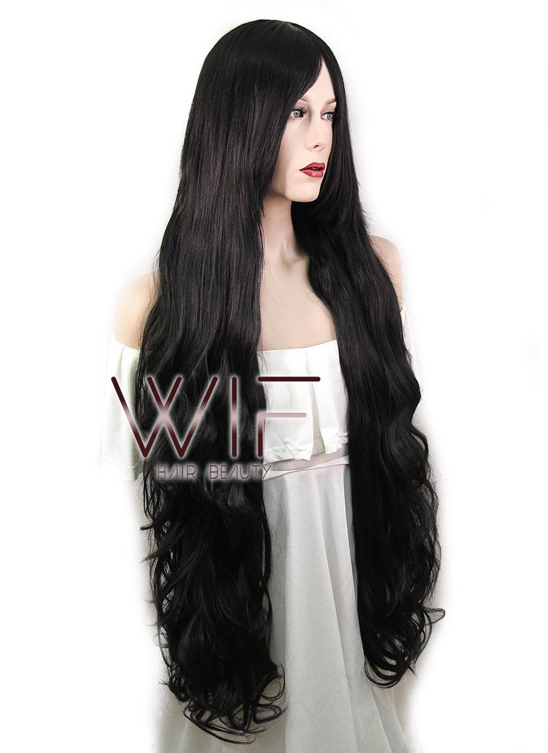 39" Wavy Black Synthetic Wig PL027A