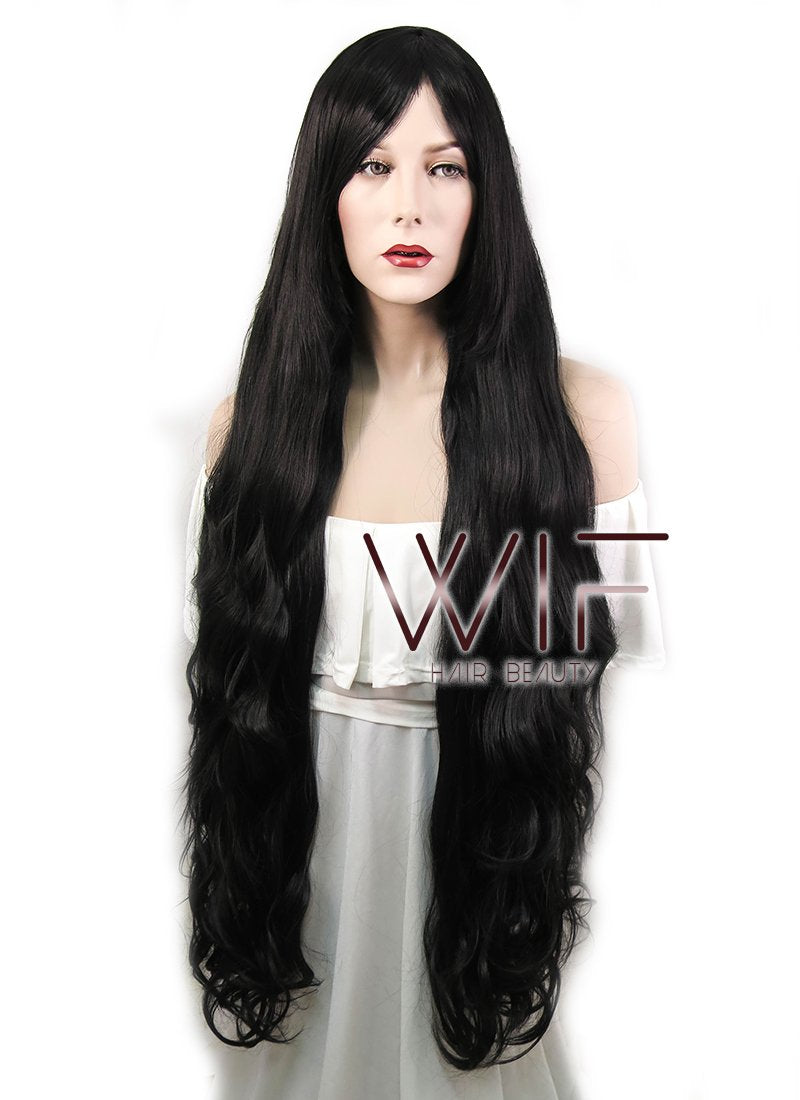 39" Wavy Black Synthetic Wig PL027A