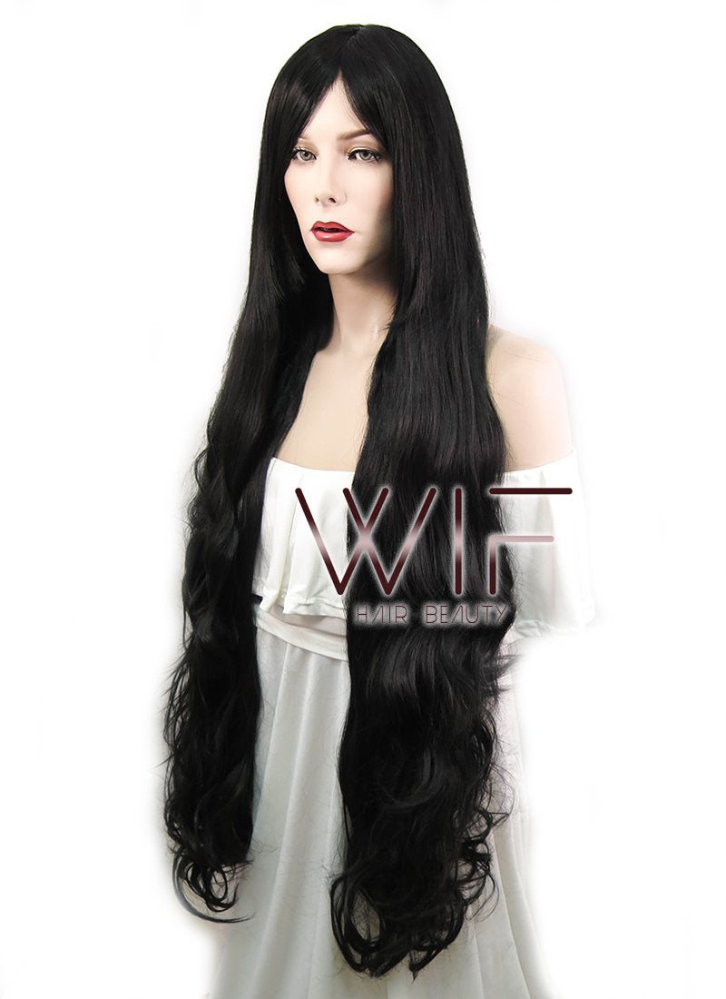 39" Wavy Black Synthetic Wig PL027A
