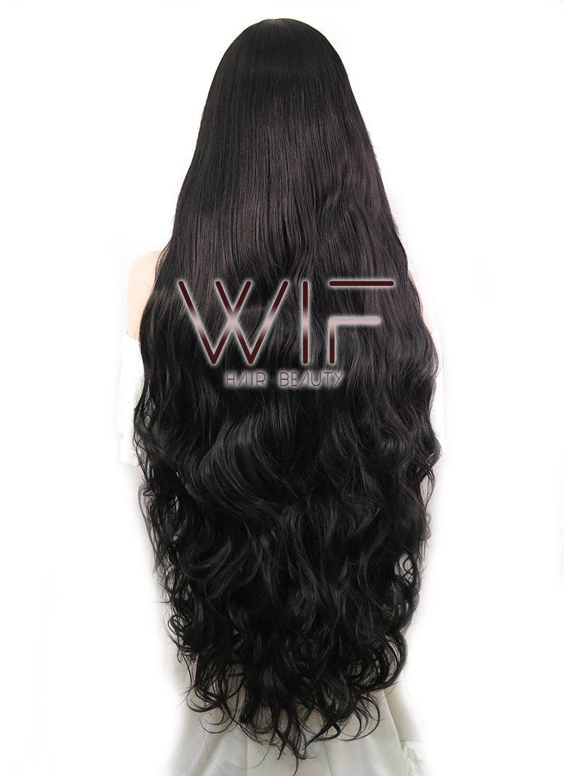 39" Wavy Black Synthetic Wig PL027A