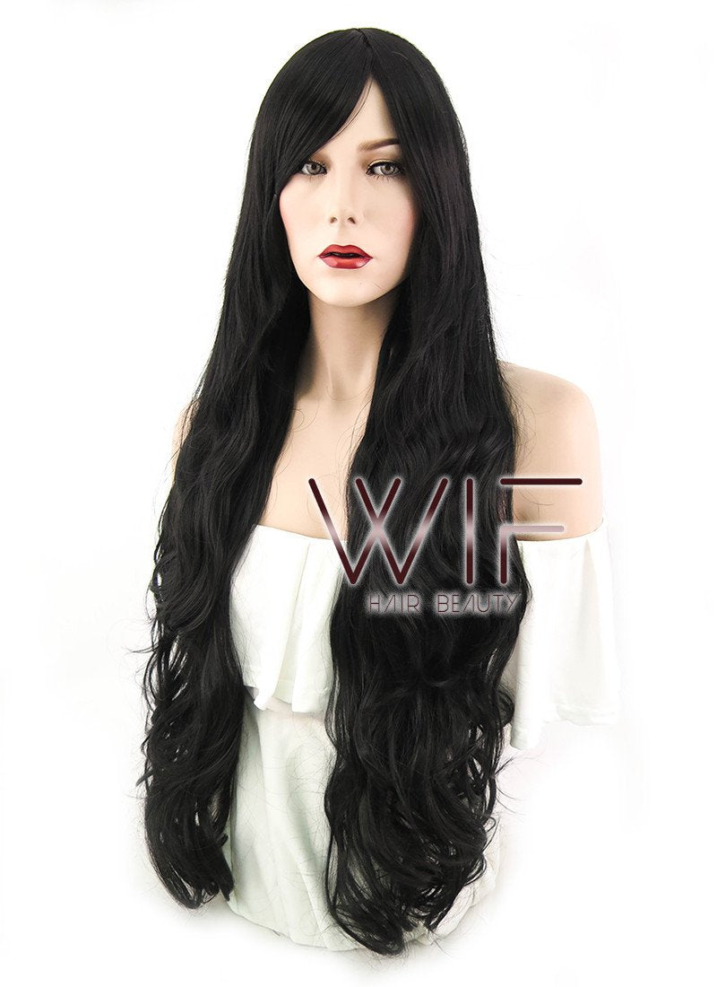 31" Wavy Black Synthetic Wig PL027