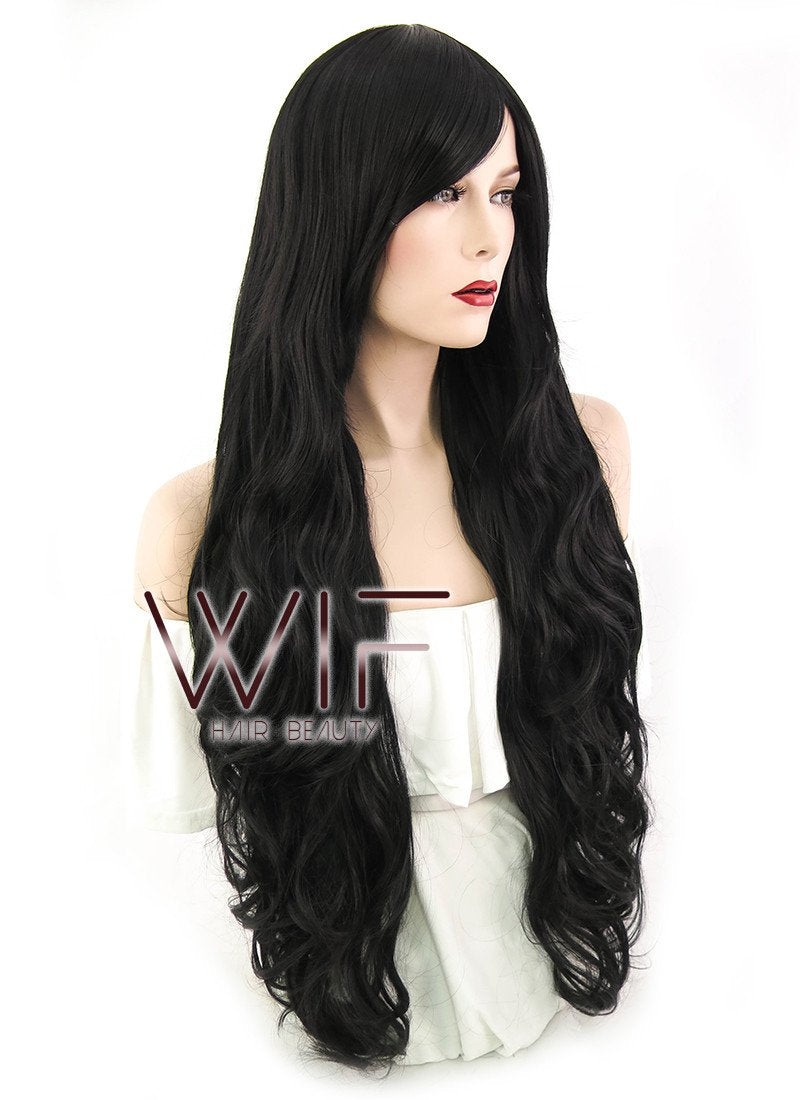 31" Wavy Black Synthetic Wig PL027