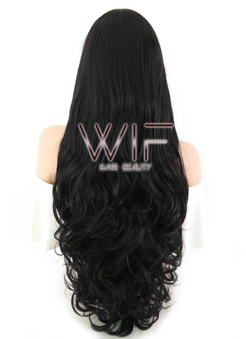 31" Wavy Black Synthetic Wig PL027